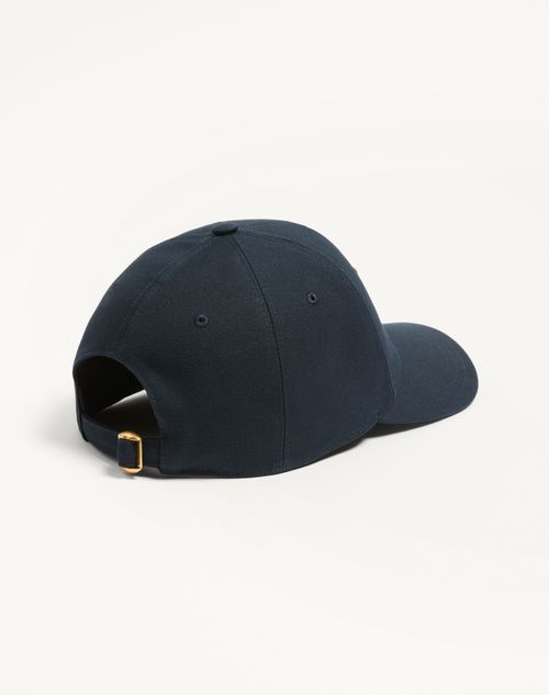 Valentino Garavani - Valentino Garavani Cotton Baseball Cap With Embroidery - Blue - Man - Hats And Gloves